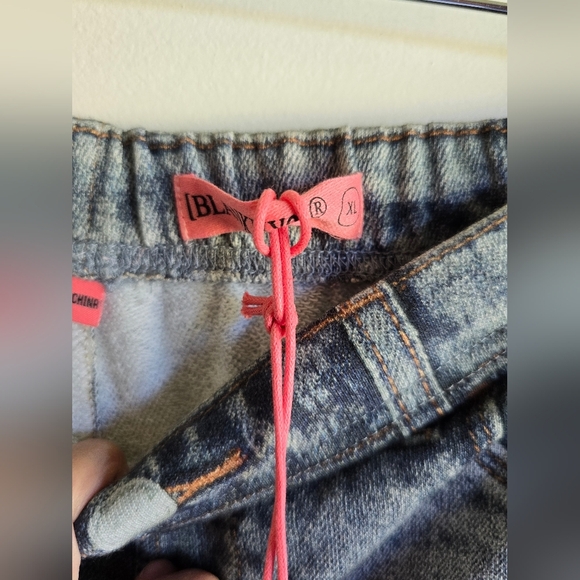 BLANK NYC, Girls' Yes Please Printed Jogger Pants, Faux Distressed Blue, Size XL - Picture 8 of 9